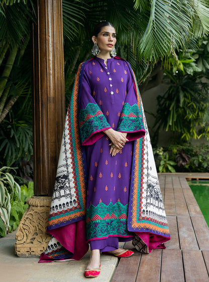 Zainab Chottani | Winter Shawls 24 | Vaniza M Purple Herringbone