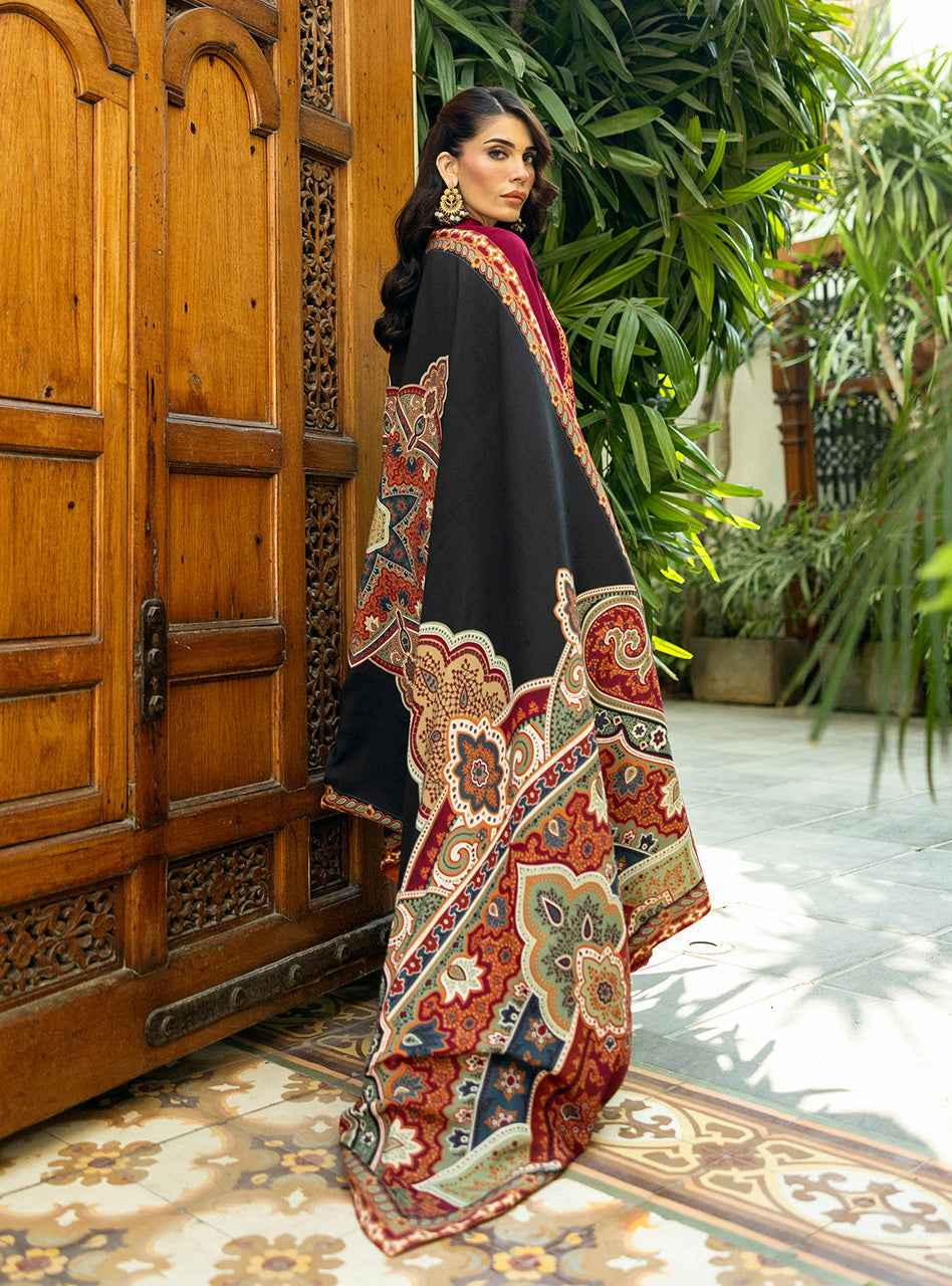 Zainab Chottani | Winter Shawls 24 | Sila S Maroon Herringbone