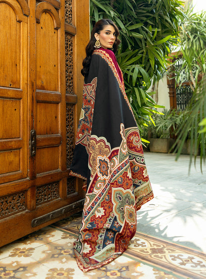 Zainab Chottani | Winter Shawls 24 | Sila S Maroon Herringbone