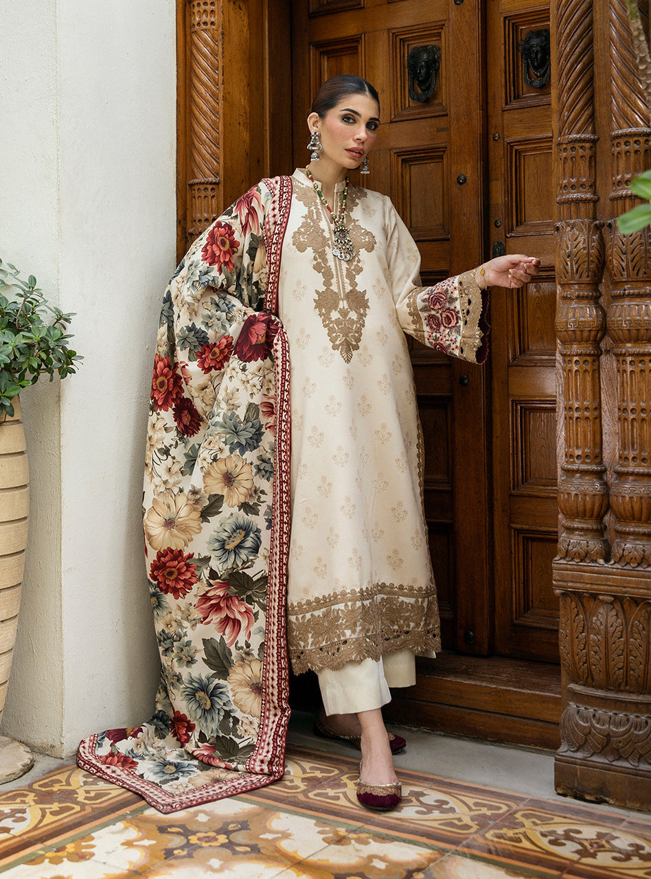 Zainab Chottani | Winter Shawls 24 | Shyna XS Ivory Herringbone