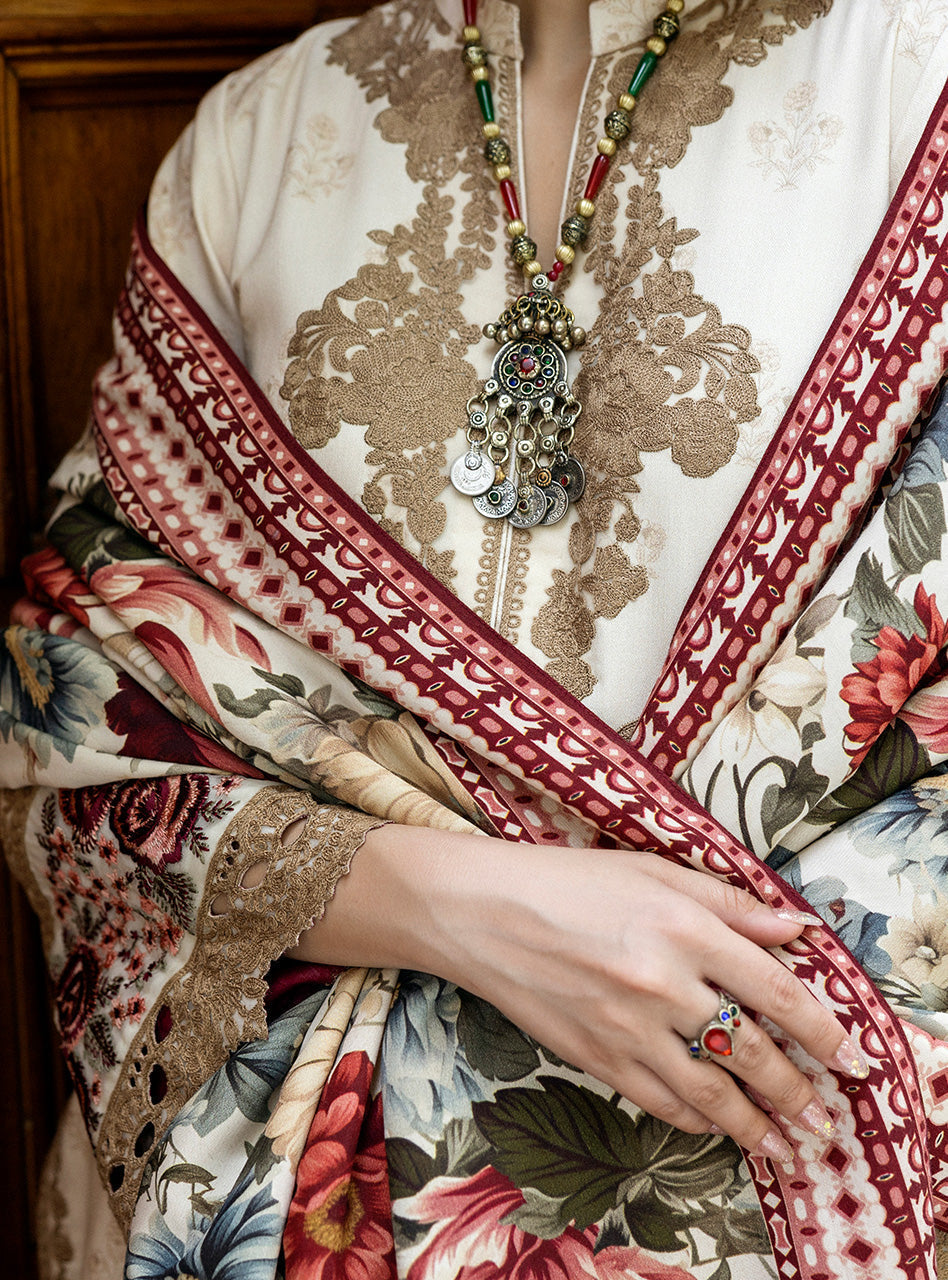 Zainab Chottani | Winter Shawls 24 | Shyna L Ivory Herringbone