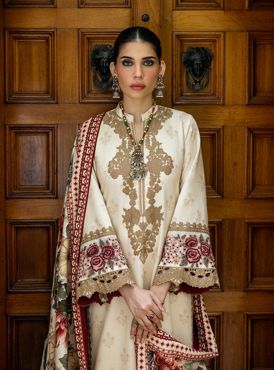 Zainab Chottani | Winter Shawls 24 | Shyna Custom Size Ivory Herringbone