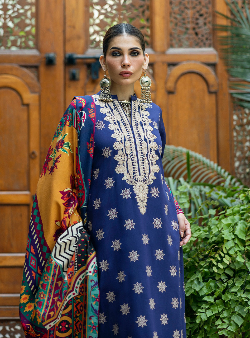 Zainab Chottani | Winter Shawls 24 |Maya M Navy Herringbone