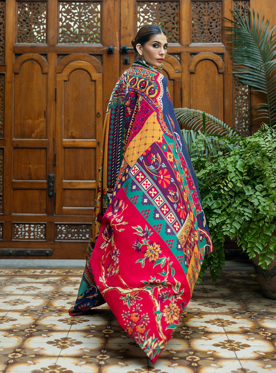 Zainab Chottani | Winter Shawls 24 |Maya S Navy Herringbone
