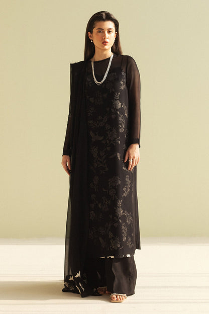 Zara Shahjahan | Festive Wear 25 | ZR25F0107 XS Black Georgette chiffon