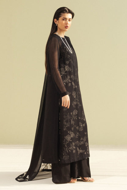 Zara Shahjahan | Festive Wear 25 | ZR25F0107 L Black Georgette chiffon