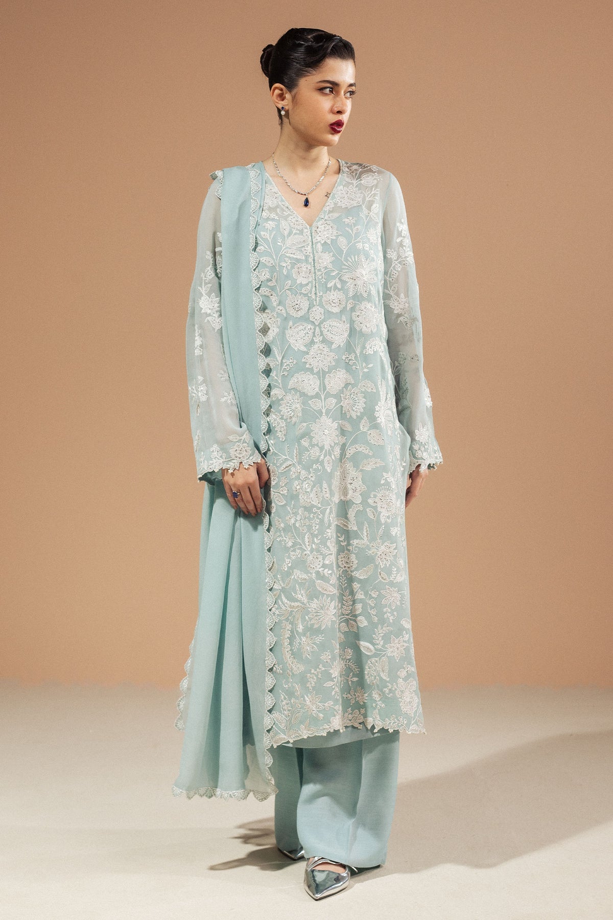 Zara Shahjahan | Festive Wear 25 | ZR25F0230 XS Mint Georgette chiffon