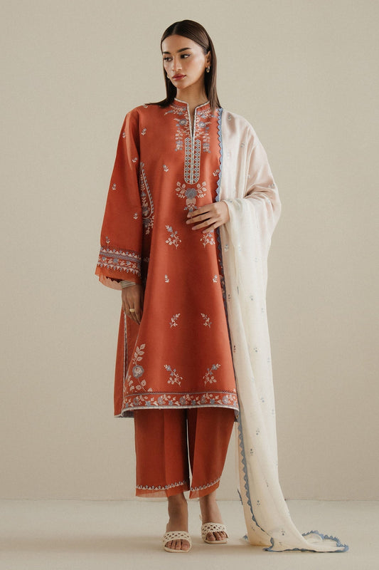 Zara Shahjahan | Pret Wear | CR25P0101 XS Rust Cambric