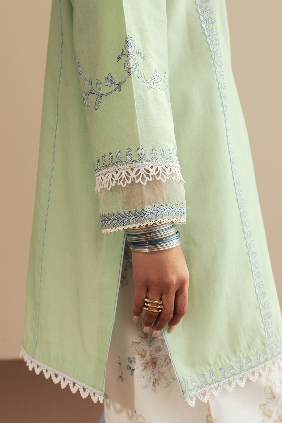 Zara Shahjahan | Pret Wear | CR25P0110 L Mint Cambric