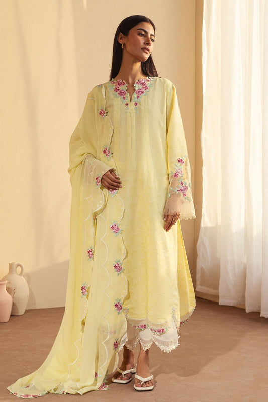 Zara Shahjahan | Pret Wear | CR25P0226 XS Pale Yellow Dobby
