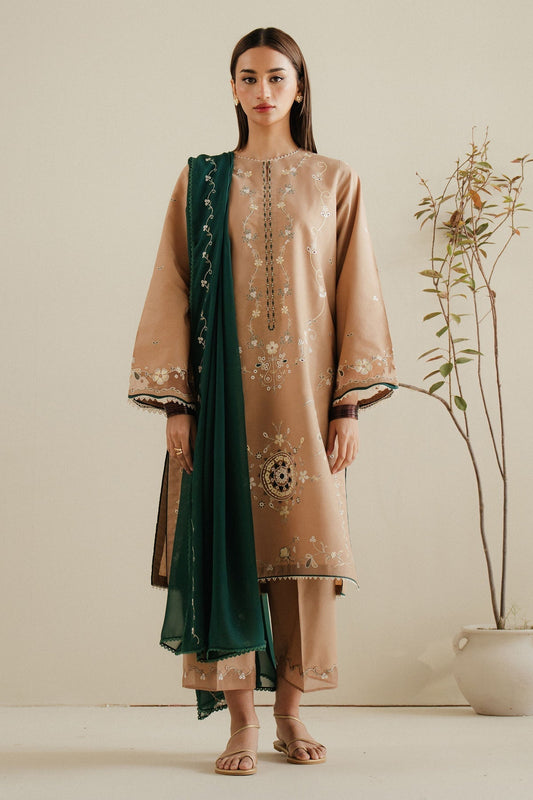 Zara Shahjahan | Pret Wear | CR25P0104 XS Brown Cambric