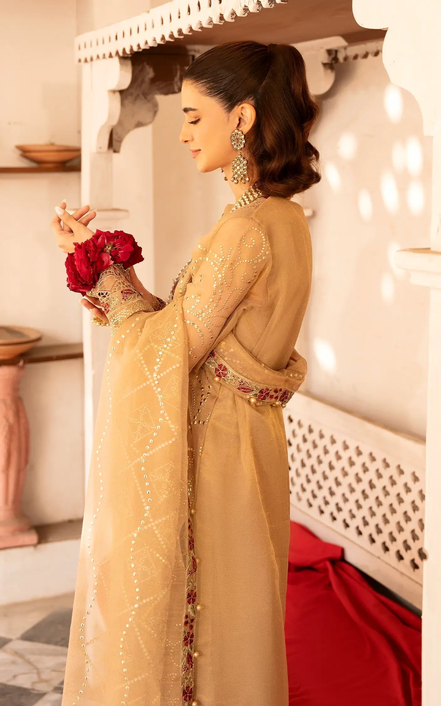 Asifa and Nabeel | Sunehri Eid 25 | Zareen-(SEF25-06) Custom Size Beige Net