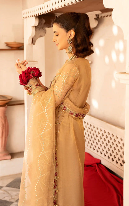 Asifa and Nabeel | Sunehri Eid 25 | Zareen-(SEF25-06) Custom Size Beige Net