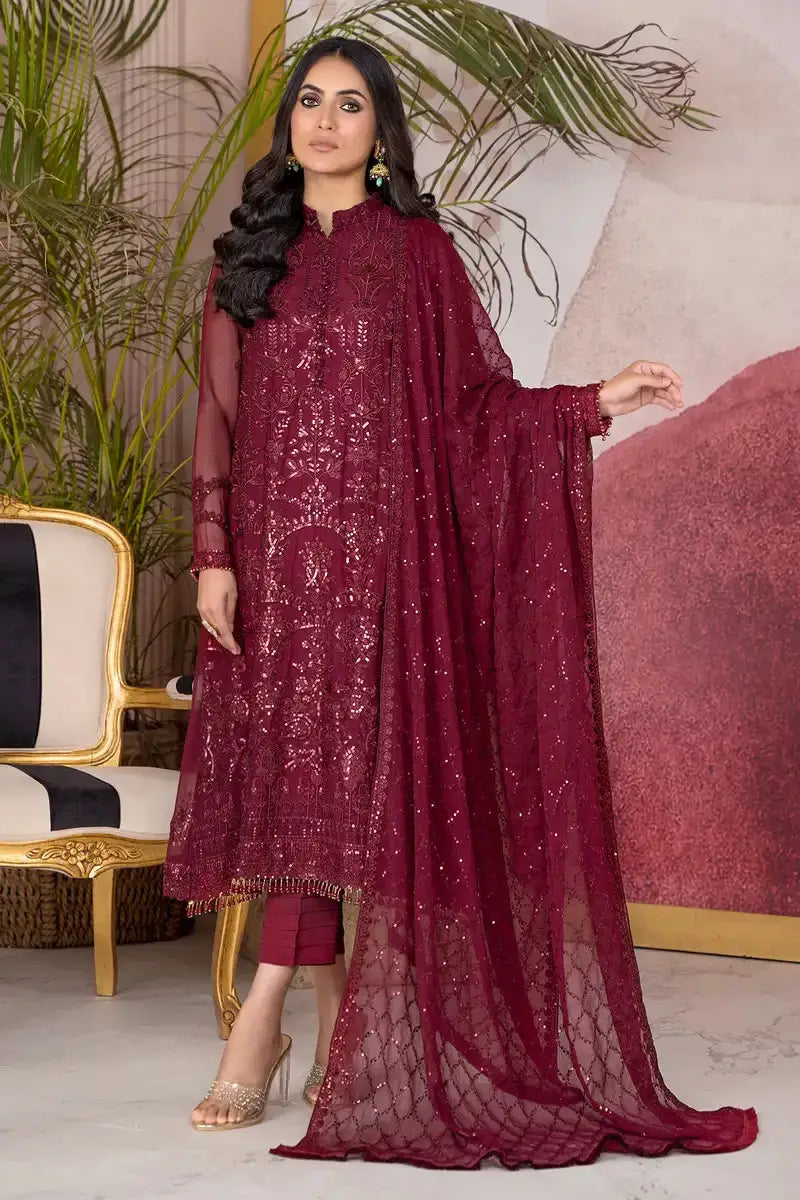 Zarif | Afreen Formals | ZA 04 MULBERRY - Pakistani Designer Dress - by Zarif | Type: Formal - 100% Original at Saira Sultan