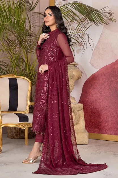 Zarif | Afreen Formals | ZA 04 MULBERRY - Pakistani Designer Dress - by Zarif | Type: Formal - 100% Original at Saira Sultan