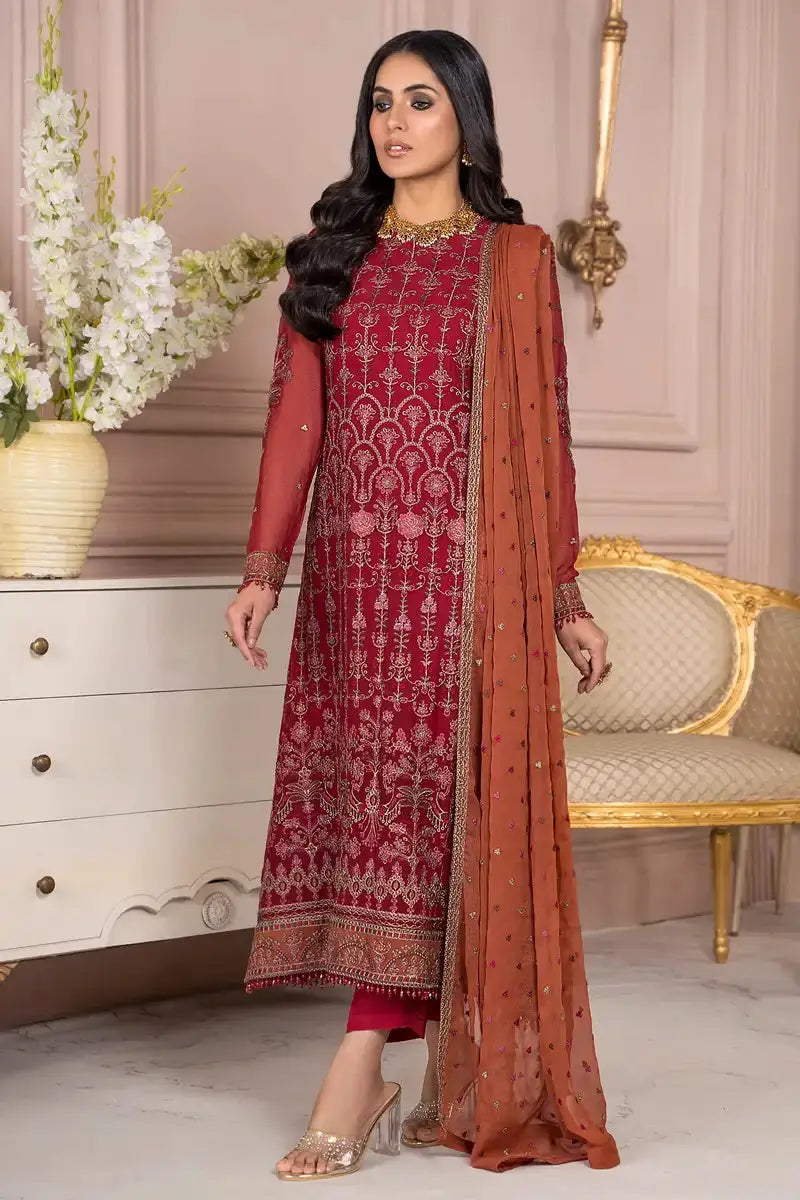 Zarif | Afreen Formals | ZA 08 GARNET - Pakistani Designer Dress - by Zarif | Type: Formal - 100% Original at Saira Sultan