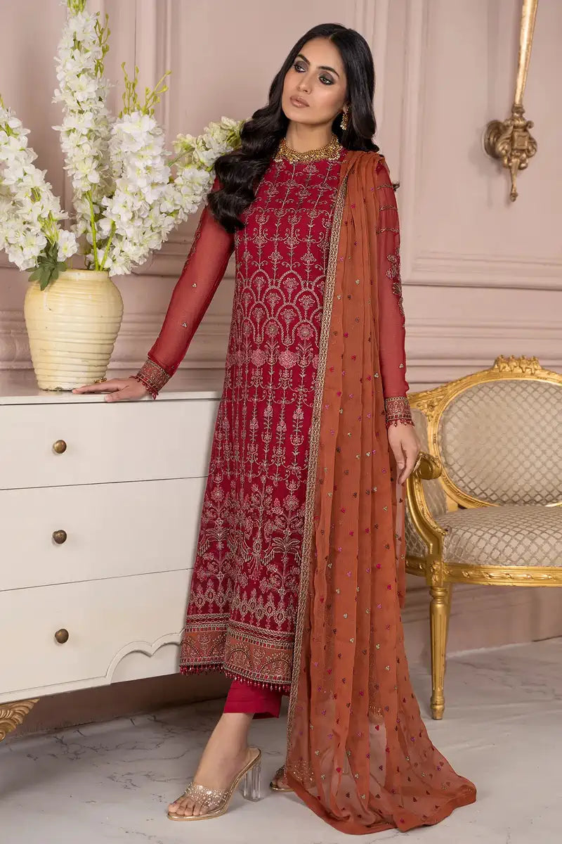 Zarif | Afreen Formals | ZA 08 GARNET - Pakistani Designer Dress - by Zarif | Type: Formal - 100% Original at Saira Sultan