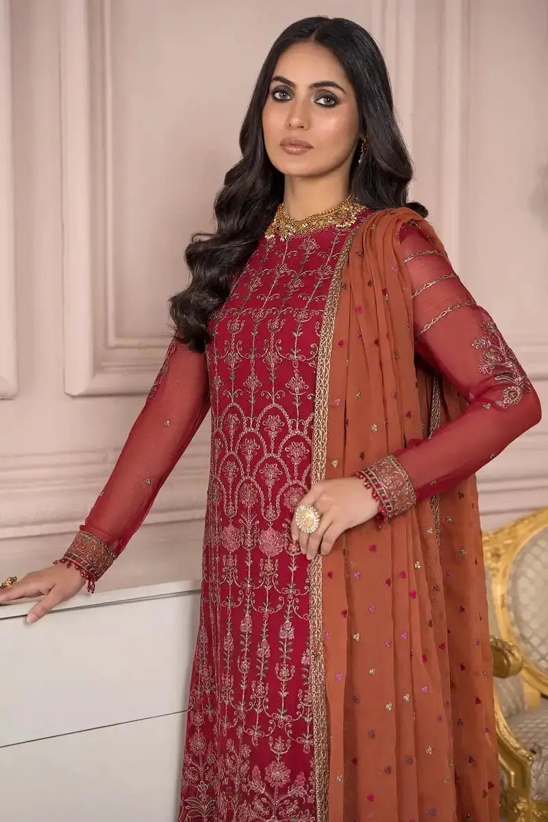 Zarif | Afreen Formals | ZA 08 GARNET - Pakistani Designer Dress - by Zarif | Type: Formal - 100% Original at Saira Sultan