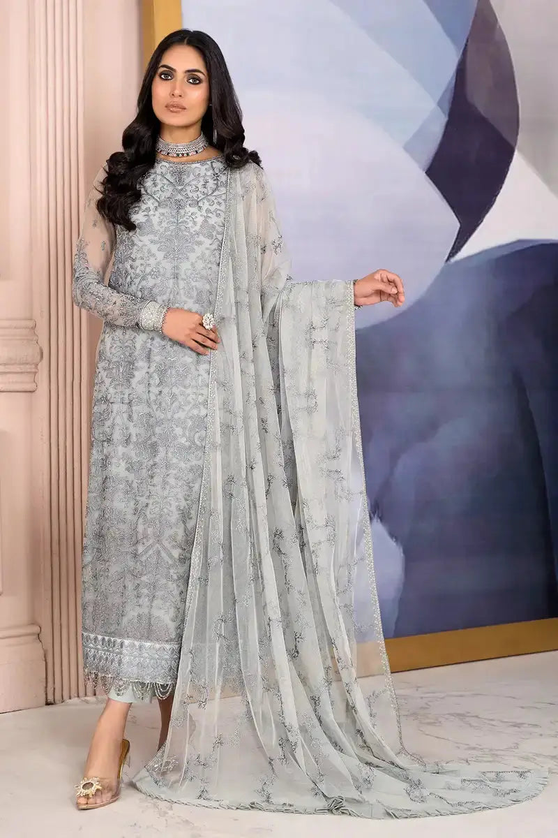 Zarif | Afreen Formals | ZA 02 STEEL GREY - Pakistani Designer Dress - by Zarif | Type: Formal - 100% Original at Saira Sultan