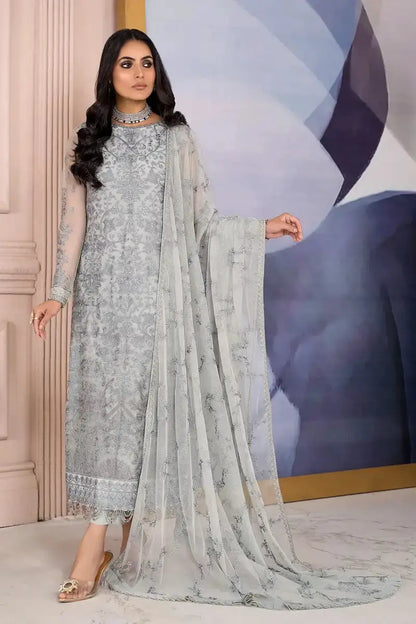 Zarif | Afreen Formals | ZA 02 STEEL GREY - Pakistani Designer Dress - by Zarif | Type: Formal - 100% Original at Saira Sultan