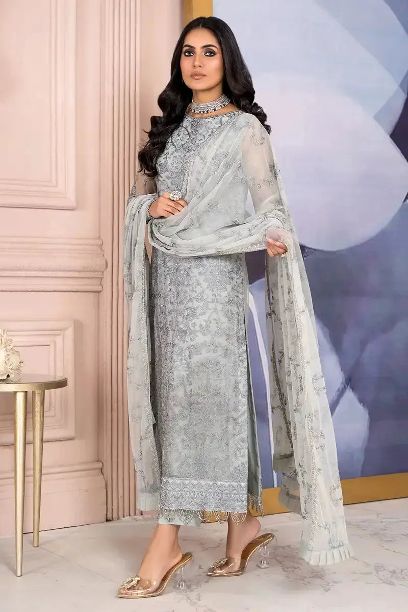 Zarif | Afreen Formals | ZA 02 STEEL GREY - Pakistani Designer Dress - by Zarif | Type: Formal - 100% Original at Saira Sultan