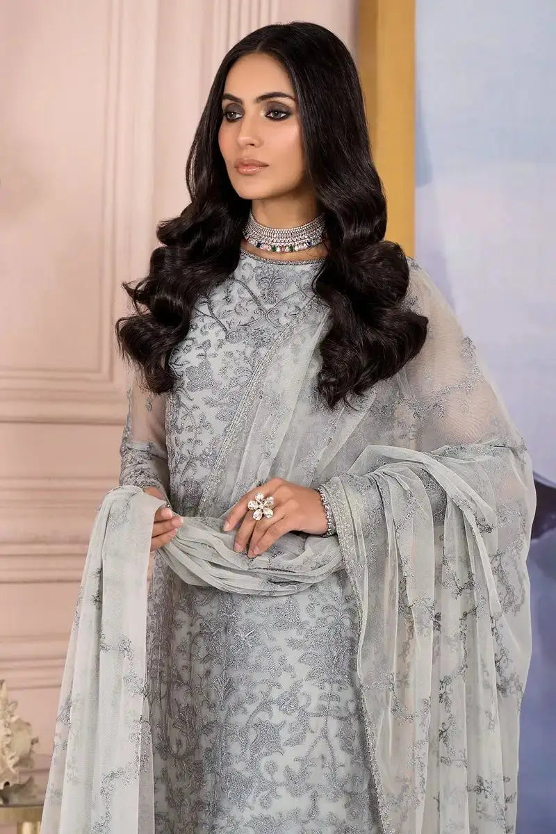 Zarif | Afreen Formals | ZA 02 STEEL GREY - Pakistani Designer Dress - by Zarif | Type: Formal - 100% Original at Saira Sultan