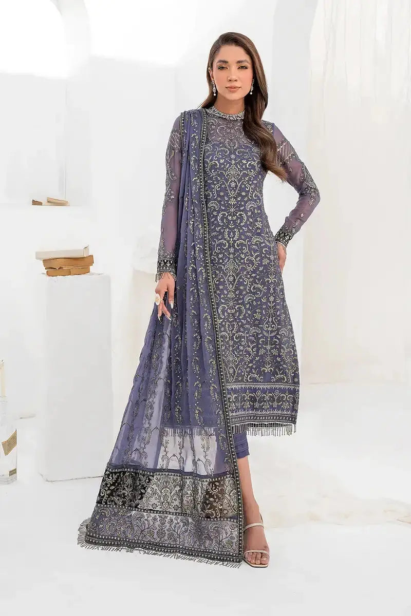 Zarif | LA CELESTE LUXURY Formals | ZLC 08 DUSTY TEAL - Pakistani Designer Dress - by Zarif | Type: Formal - 100% Original at Saira Sultan