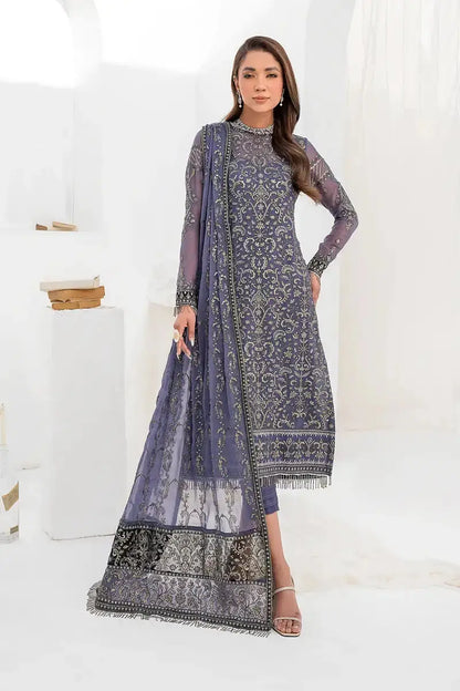 Zarif | LA CELESTE LUXURY Formals | ZLC 08 DUSTY TEAL - Pakistani Designer Dress - by Zarif | Type: Formal - 100% Original at Saira Sultan