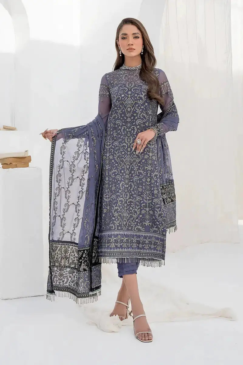 Zarif | LA CELESTE LUXURY Formals | ZLC 08 DUSTY TEAL - Pakistani Designer Dress - by Zarif | Type: Formal - 100% Original at Saira Sultan