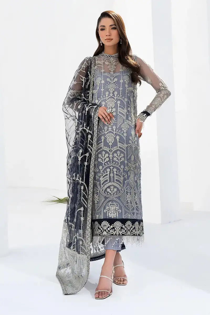 Zarif | LA CELESTE LUXURY Formals | ZLC 05 ASH GREY - Pakistani Designer Dress - by Zarif | Type: Formal - 100% Original at Saira Sultan