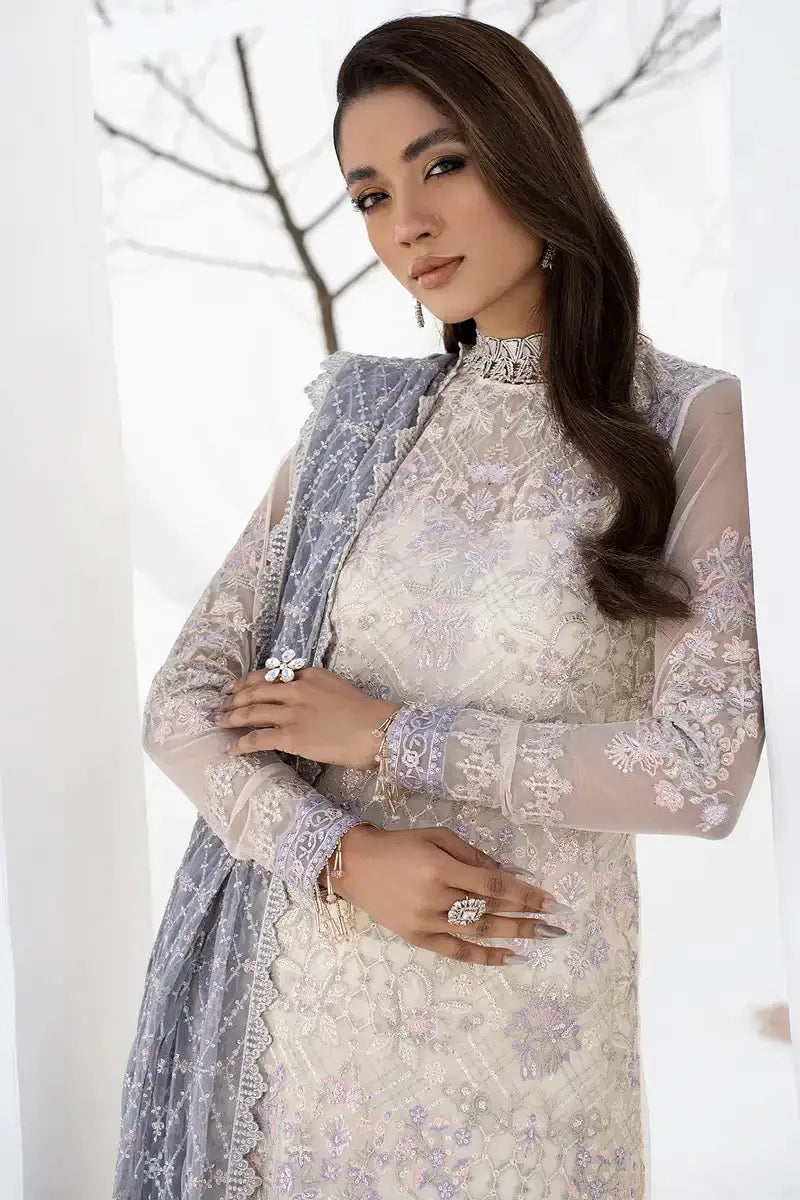 Zarif | LA CELESTE LUXURY Formals | ZLC 02 PEARL WHITE - Pakistani Designer Dress - by Zarif | Type: Formal - 100% Original at Saira Sultan