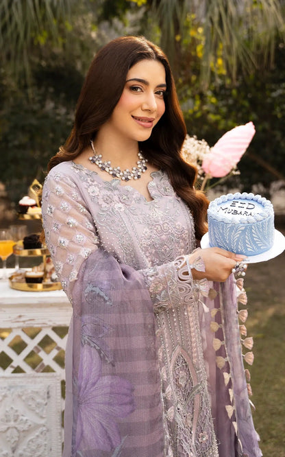 Asifa and Nabeel | Sunehri Eid 25 | Zarlish-(SEF25-02) M Soft Lilac Khadi Net