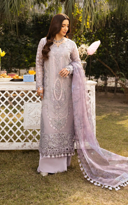 Asifa and Nabeel | Sunehri Eid 25 | Zarlish-(SEF25-02) XS Soft Lilac Khadi Net