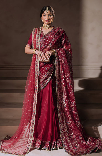 Zevk | Malika Jaan Bridals | LAJO JAAN XS Haute Red Tusel Silk