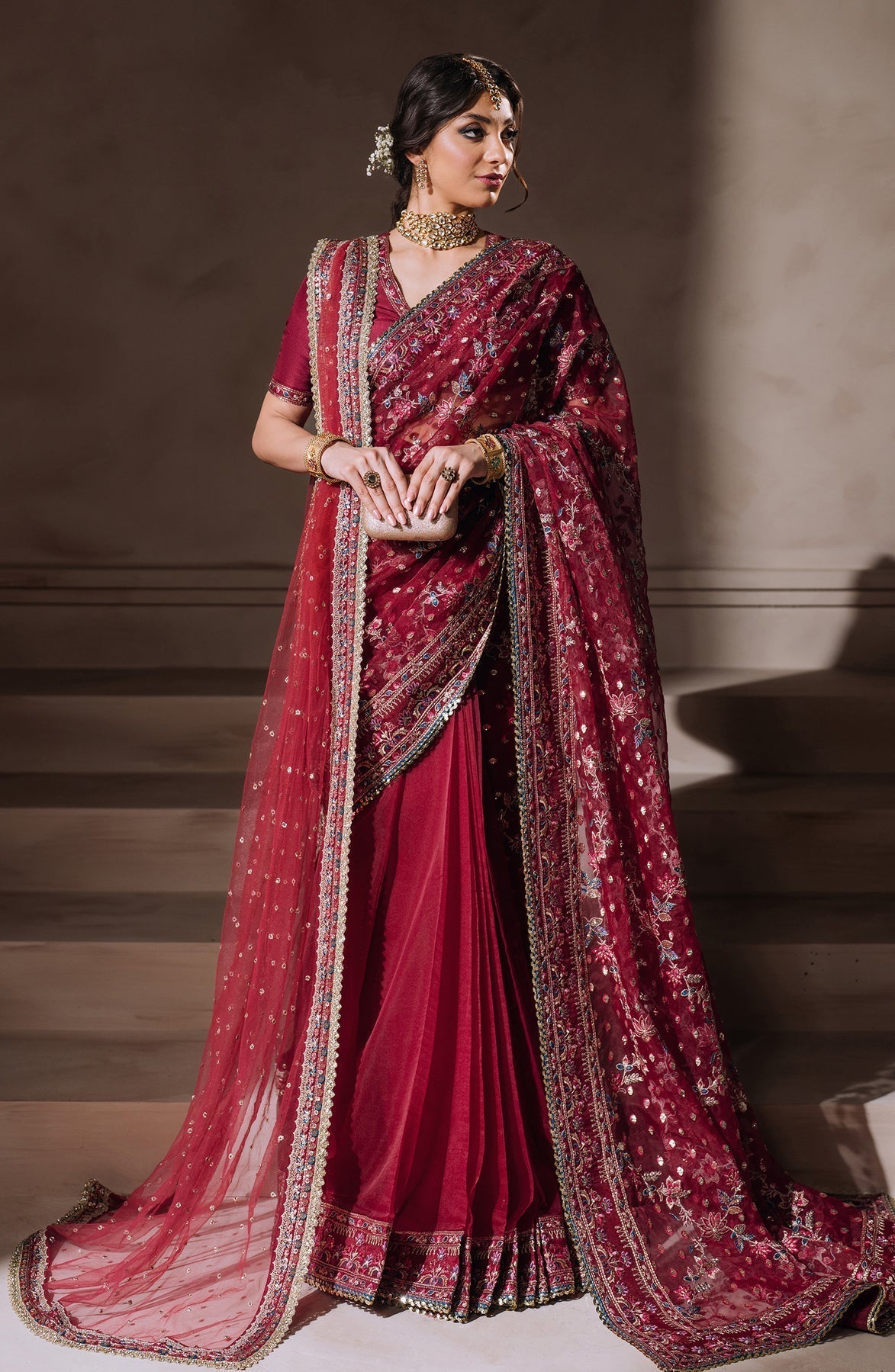Zevk | Malika Jaan Bridals | LAJO JAAN Custom Size Haute Red Tusel Silk