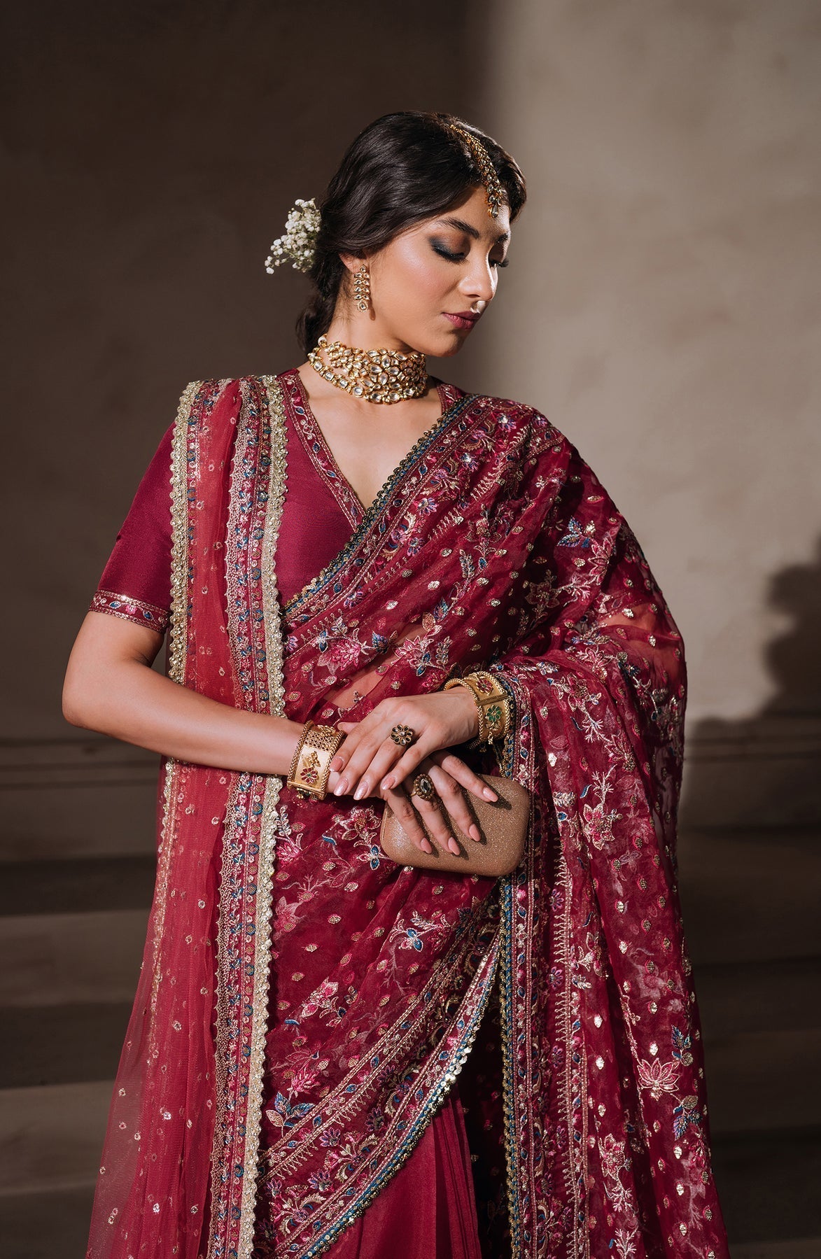 Zevk | Malika Jaan Bridals | LAJO JAAN M Haute Red Tusel Silk