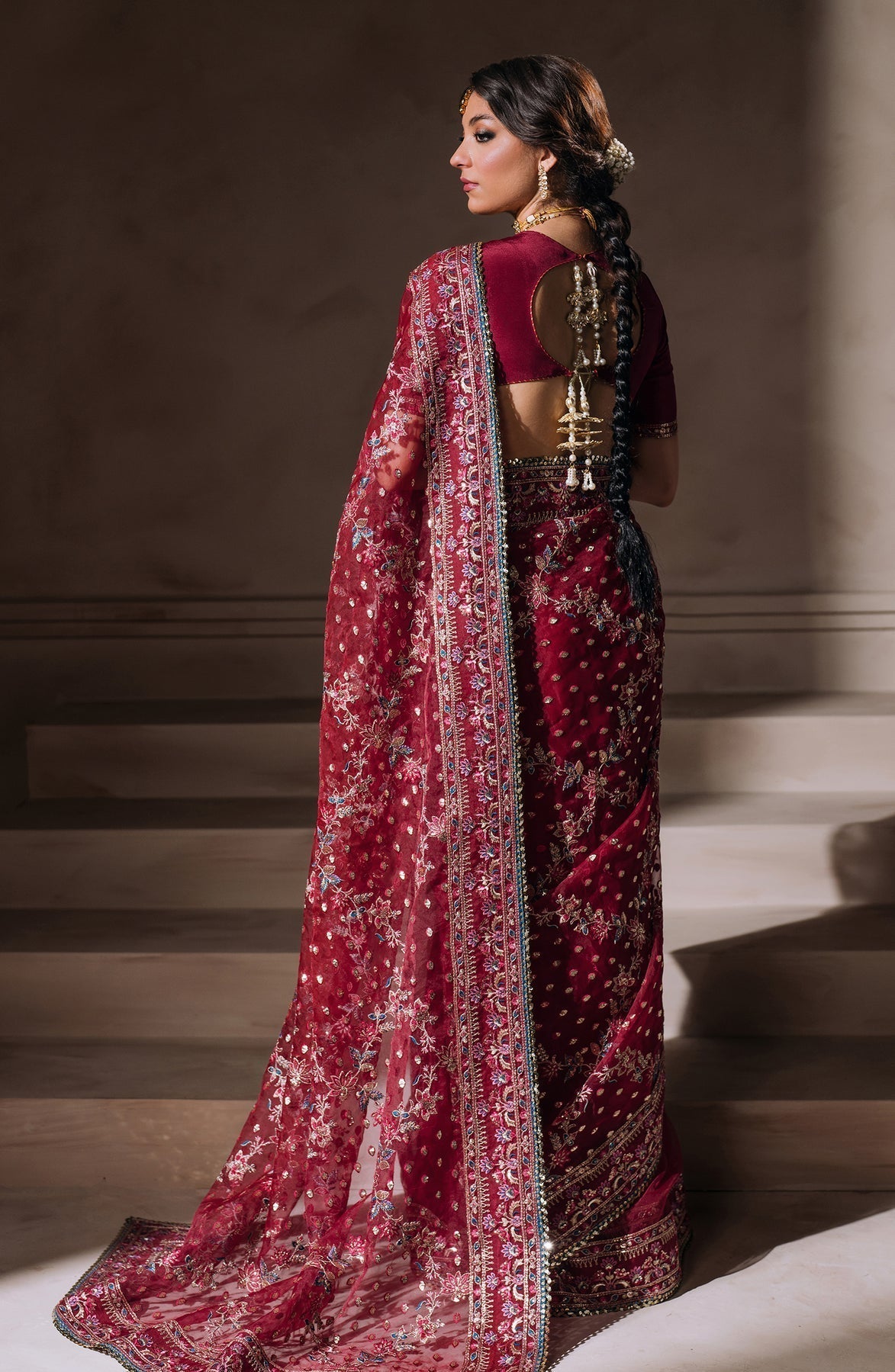 Zevk | Malika Jaan Bridals | LAJO JAAN S Haute Red Tusel Silk