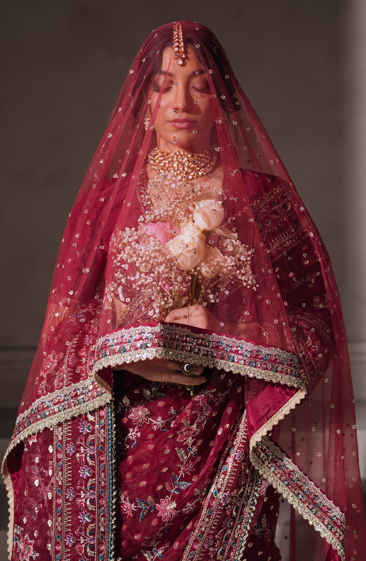 Zevk | Malika Jaan Bridals | LAJO JAAN L Haute Red Tusel Silk