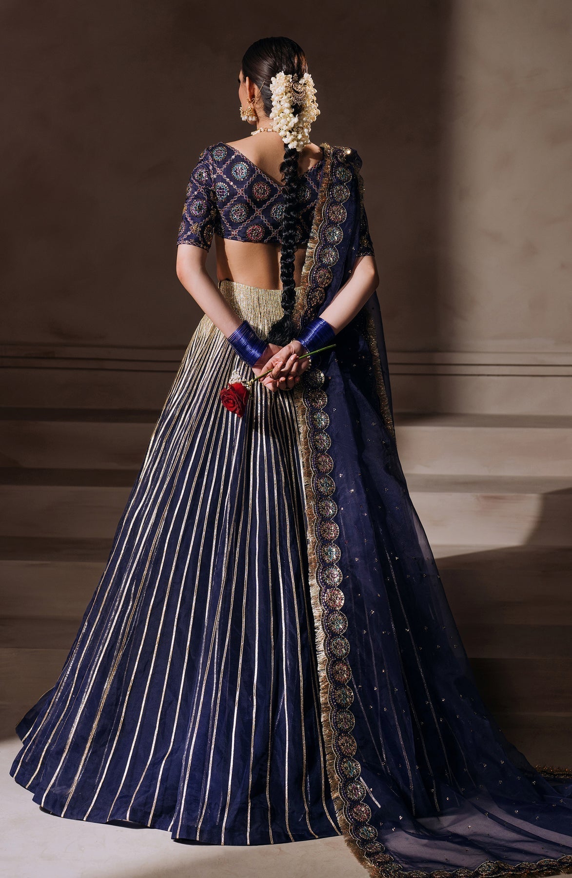 Zevk | Malika Jaan Bridals | BIBBO JAAN S Dark Blue Tusel Silk