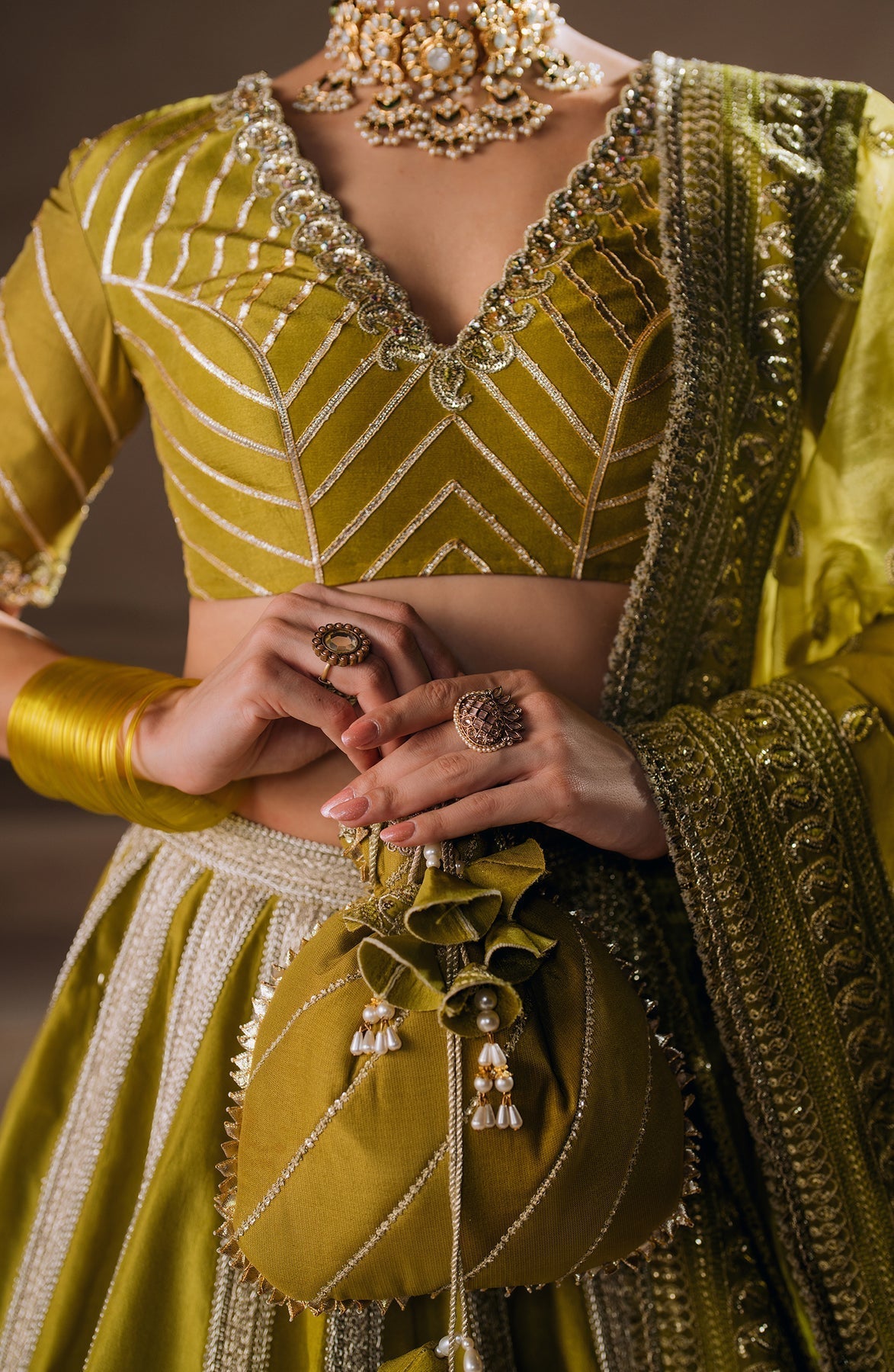 Zevk | Malika Jaan Bridals | UMRAO JAAN L Parrot Green Tusel Silk