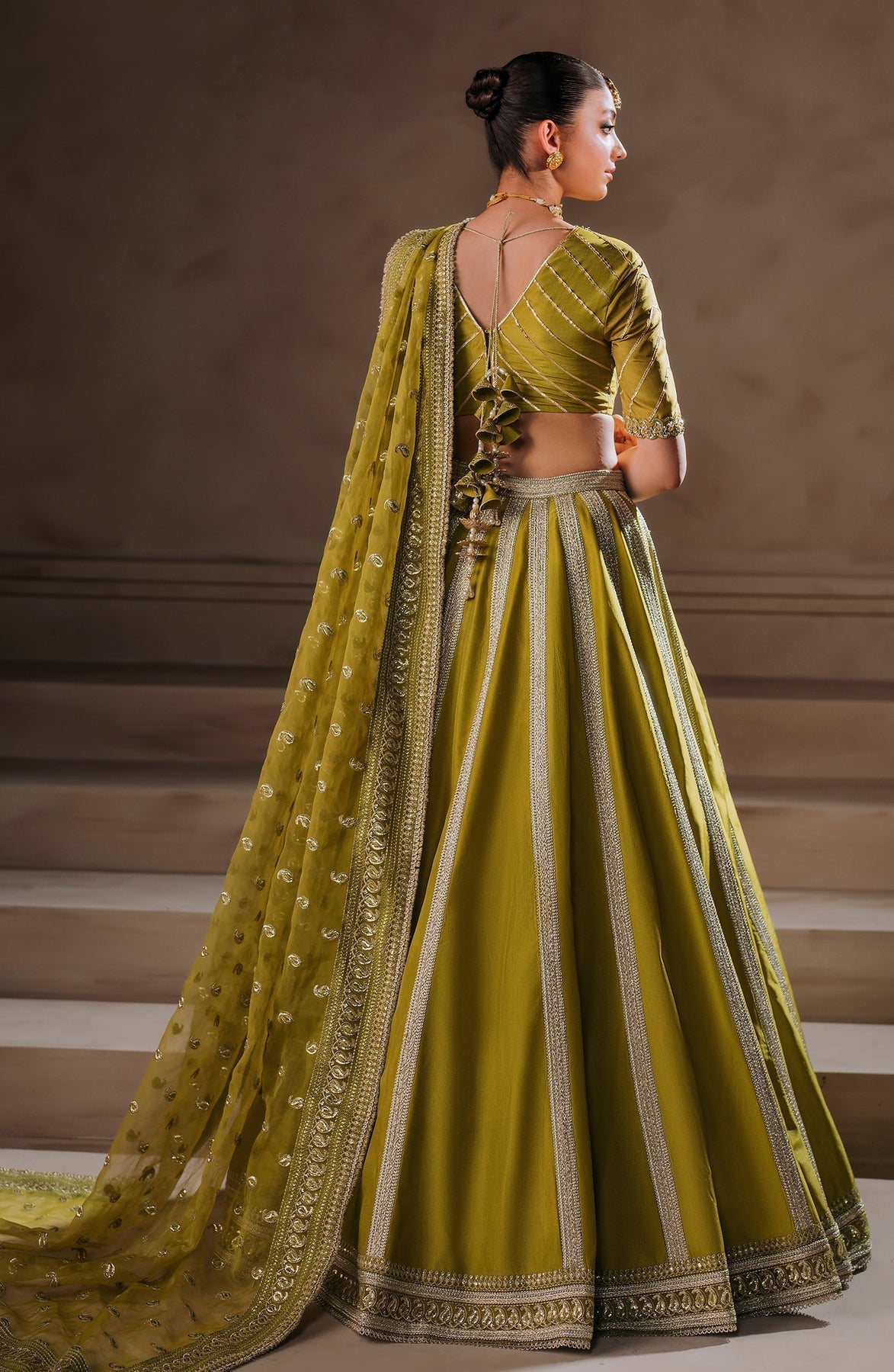 Zevk | Malika Jaan Bridals | UMRAO JAAN S Parrot Green Tusel Silk