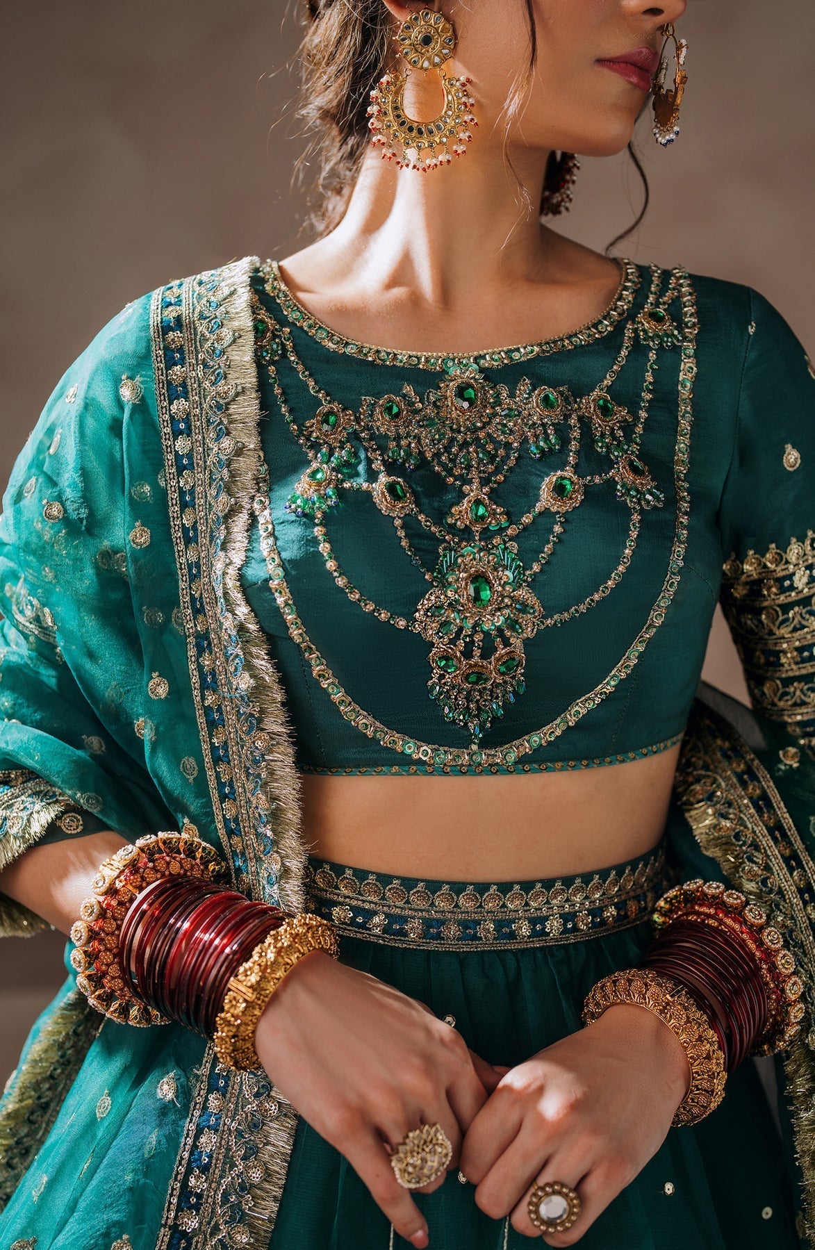 Zevk | Malika Jaan Bridals | NOOR-E-JAAN Custom Size Sea Green Tusel Silk