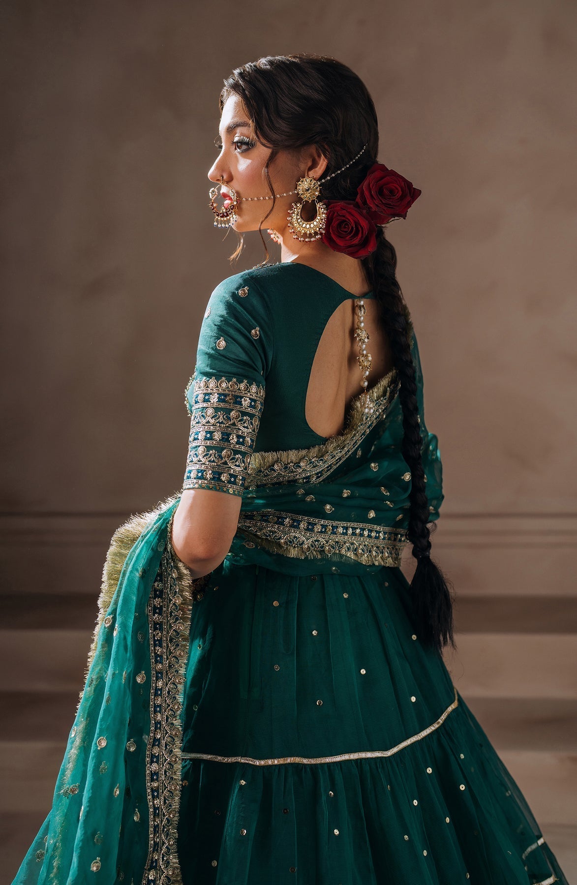 Zevk | Malika Jaan Bridals | NOOR-E-JAAN S Sea Green Tusel Silk