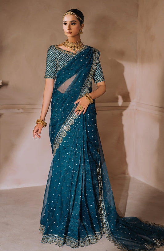 Zevk | Malika Jaan Bridals | NEELO JAAN XS Teal Green Tusel Silk