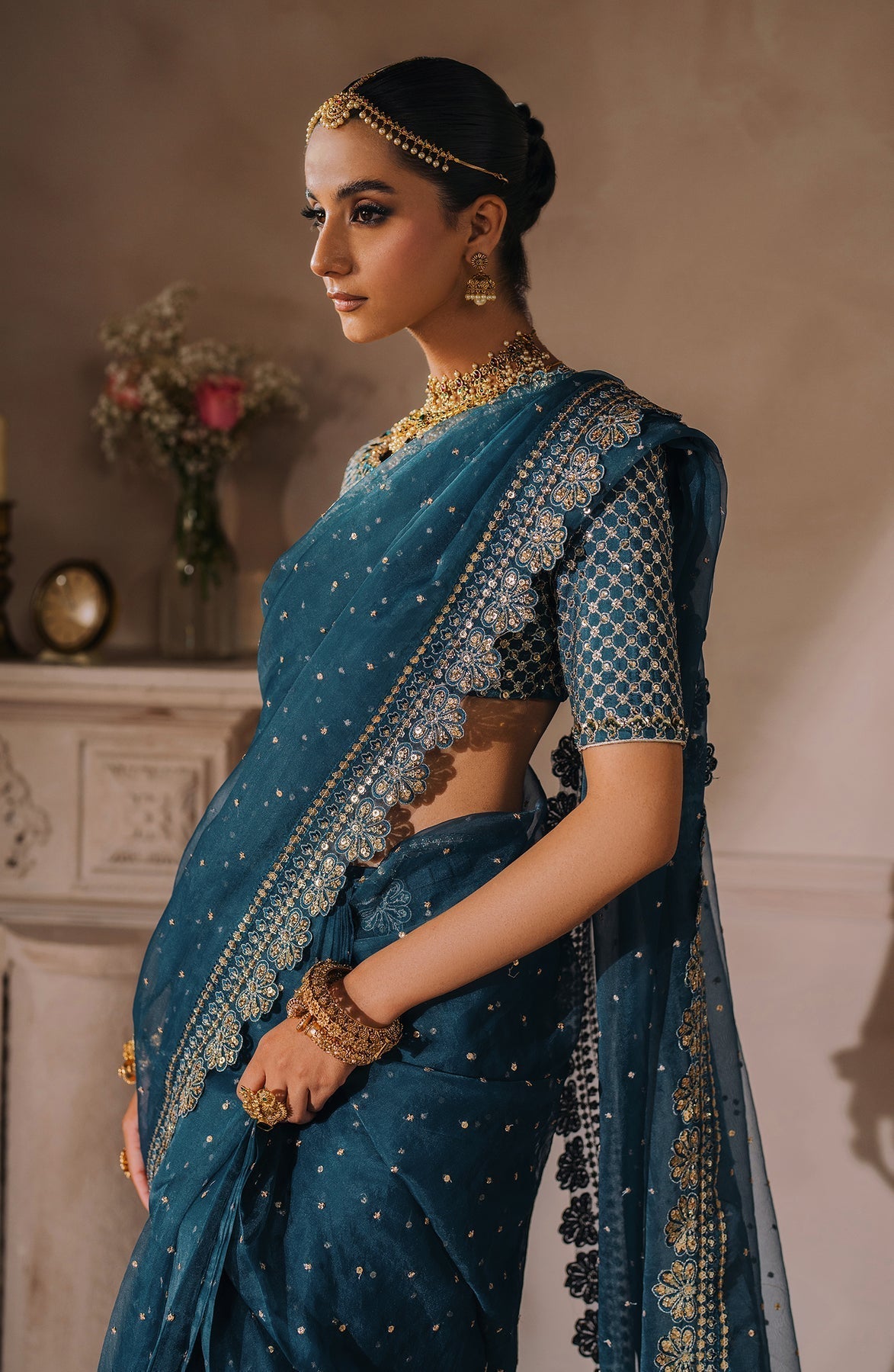 Zevk | Malika Jaan Bridals | NEELO JAAN XL Teal Green Tusel Silk