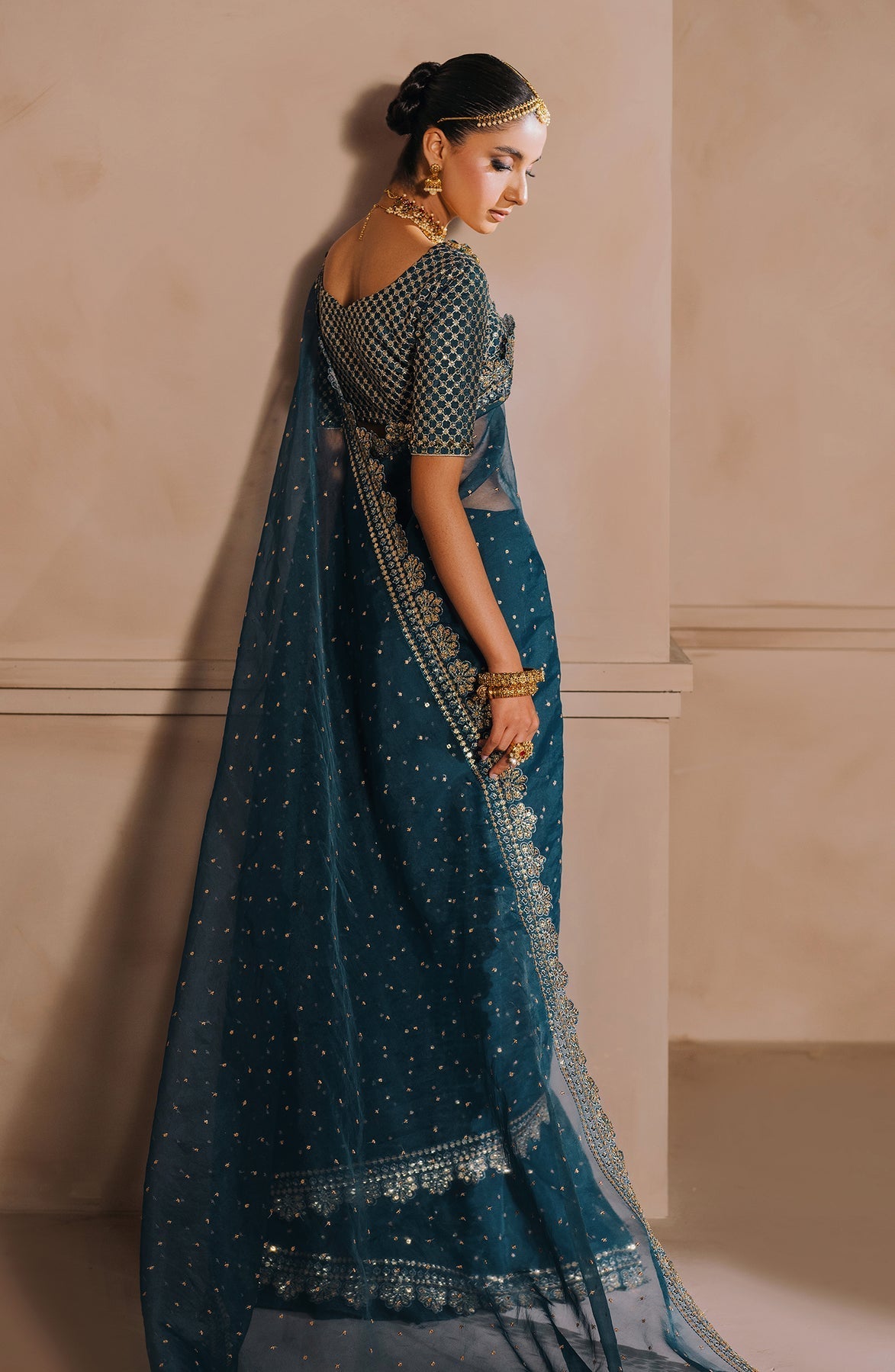 Zevk | Malika Jaan Bridals | NEELO JAAN S Teal Green Tusel Silk