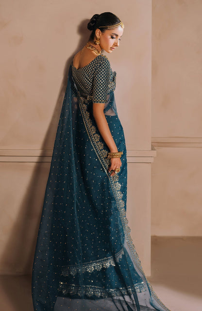 Zevk | Malika Jaan Bridals | NEELO JAAN S Teal Green Tusel Silk