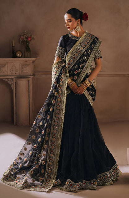 Zevk | Malika Jaan Bridals | SAL JAAN XS Tusel Silk Black