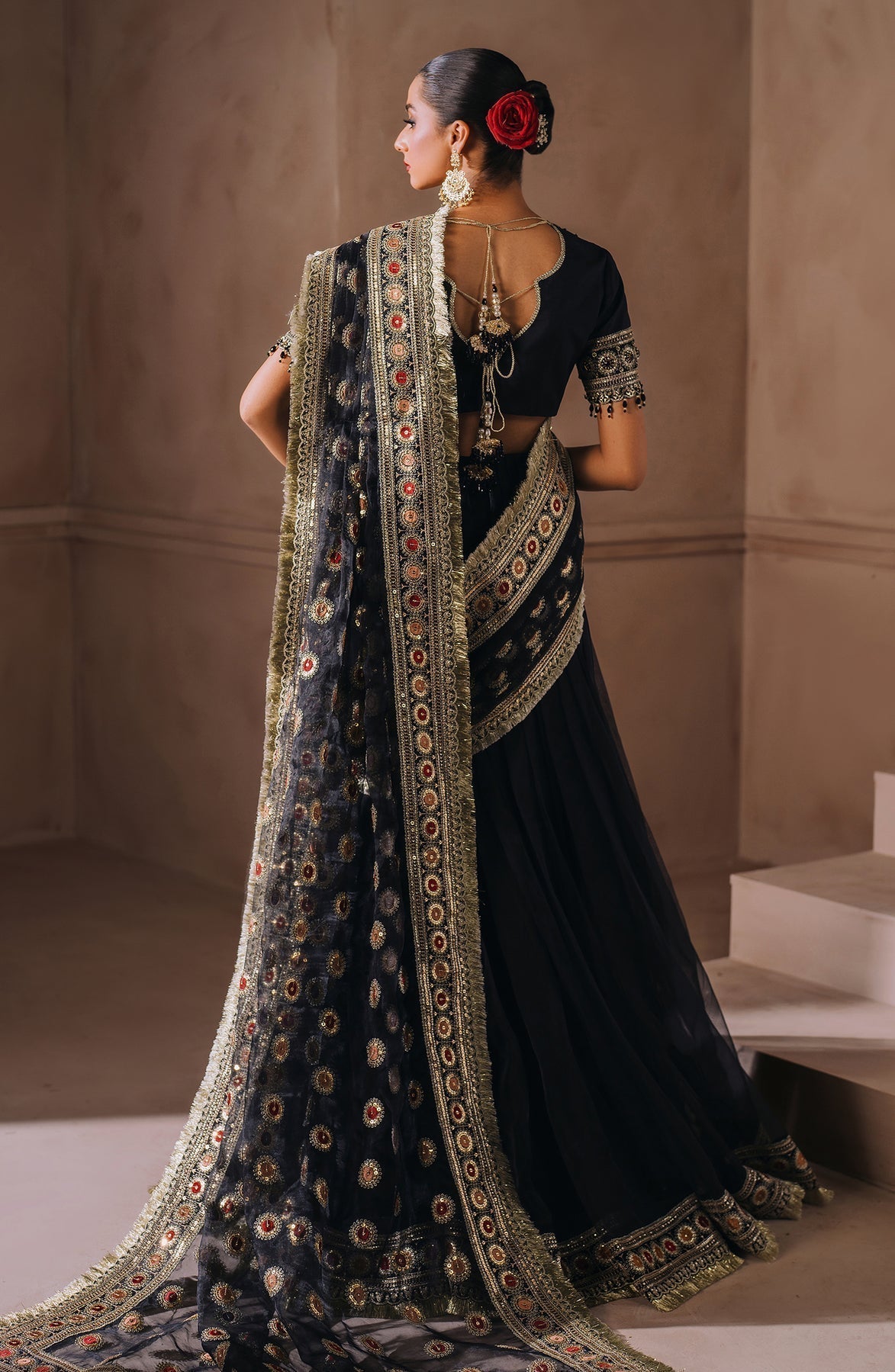 Zevk | Malika Jaan Bridals | SAL JAAN S Tusel Silk Black