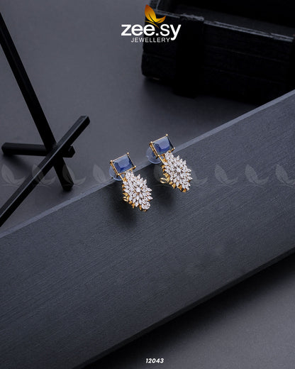 Zircon Cluster Earrings Blue